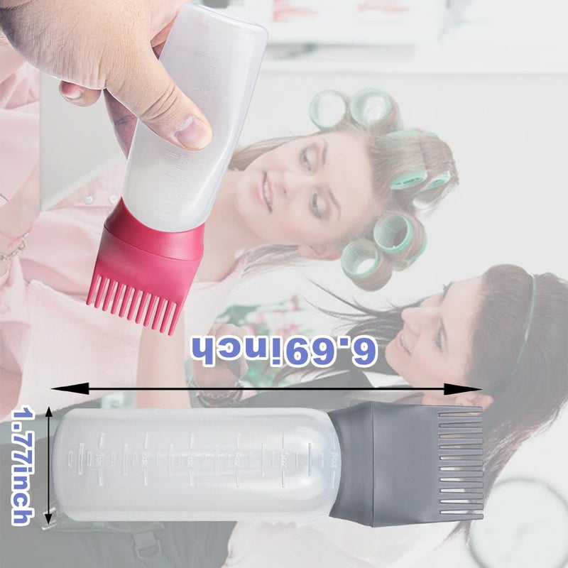 ELANE 4 Pack Root Comb Applicator Bottle, Oil Comb Applicator for Hair Dye, Shampoos, Salons. (Grey+Red) - Image 2